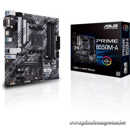 Asus Alaplap - AMD PRIME B550M-A AM4 (B550, 4xDDR4 4866MHz, 4xSATA3, 2x M.2, Raid, HDMI/DVI/D-sub)