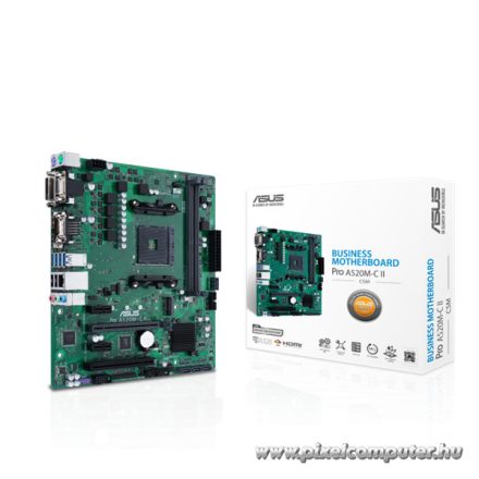 Asus Alaplap - AMD PRO A520M-C II/CSM AM4 (A520, 2xDDR4 4866MHz, 1xGBE LAN, 1xM.2, HDMI/DP/DVI/D-sub)