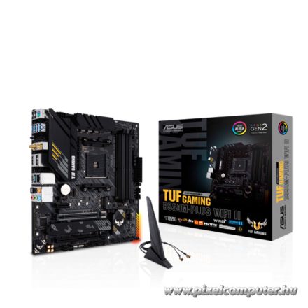 Asus Alaplap - AMD TUF GAMING B550M-PLUS WIFI II AM4 (B550, 4xDDR4 4866MHz, 4xSATA3, 2x M.2, Raid, HDMI/DP)