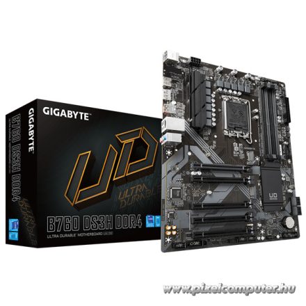 Gigabyte Alaplap - Intel B760 DS3H DDR4 s1700 (B760, 4xDDR4, 5333MHz, DP/HDMI, 4xSATA3, M.2, 4xUSB2.0, 3xUSB3.2, USB-C)