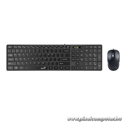 Genius Billentyűzet/Egér Kit - SlimStar C126 (Vezetékes, USB, vékony, optikai egér, fekete)