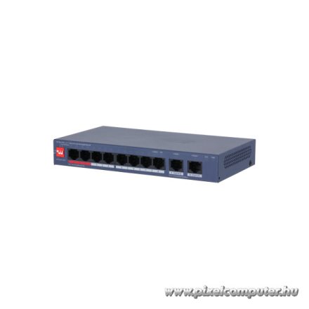 Dahua switch PoE - CS4010-8ET2GT-110 (Cloud menedzsment; 8x 10/100 Mbps PoE + 2x 10/100/1000 Mbps port, 110W)