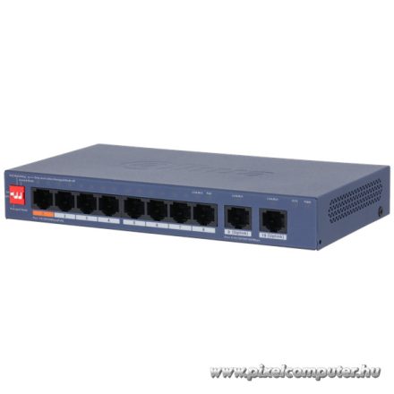 Dahua switch PoE - CS4010-8ET2GT-60 (Cloud menedzsment; 8x 10/100 Mbps PoE + 2x 1Gbps port, 60W)