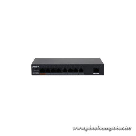 Dahua switch PoE - PFS3009-8ET1GT-96 (1x 10/100 (HighPoE/PoE+/PoE) + 7x 10/100(PoE) + 1x 10/100/1000 uplink, 96W)