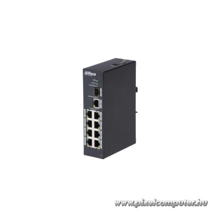Dahua switch - PFS3110-8T (8x 100Mbps + 1x 1Gbps + 1x  SFP, L2; ipari kivitel; 12VDC)