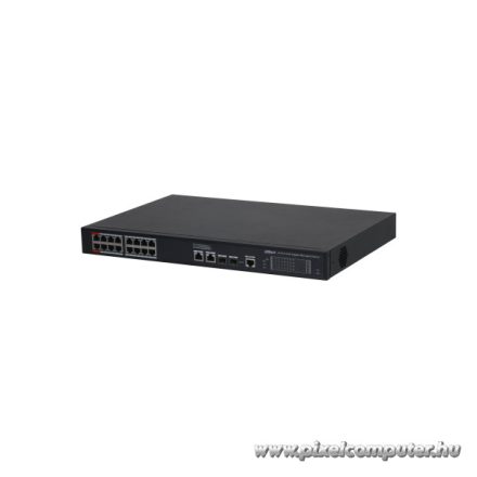 Dahua switch PoE mendzselhető - S4220-16GT-190 (18x 1Gbps; 16x PoE/PoE+; 2x 1Gbps SFP; 190W)