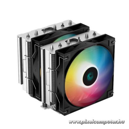 DeepCool Aktív CPU hűtő - AG620 BK ARGB (29,4 dB; max, 115,32 m3/h; 4pin csatlakozó, 6 db heatpipe, 12cm, PWM, LED)