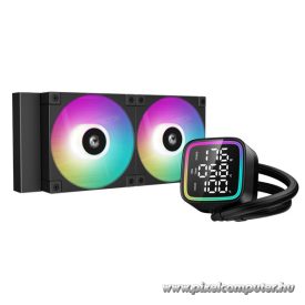   DeepCool CPU Vízhűtés - LD240 (max 21dB; max. 122,39 m3/h; 2x12cm, LED kijelző, fekete)