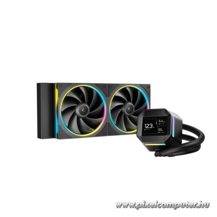 DeepCool CPU Water Cooler - LM240 (max 36.07dB; max. 112,52 m3/h; 2x12cm, LED kijelző, fekete)