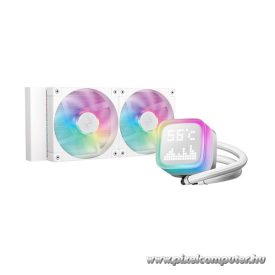   DeepCool CPU Water Cooler - LP240 WH (max 21dB; max. 122,39 m3/h; 2x12cm, LED kijelző, fehér)