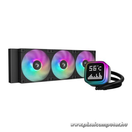 DeepCool CPU Water Cooler - LP360 (max 21dB; max. 122,39 m3/h; 3x12cm, LED kijelző, fekete)