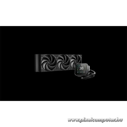 DeepCool CPU Water Cooler - SPARTACUS 360 (max 32,23dB; max. 135,73 m3/h; 3x12cm, LED kijelző, fekete)