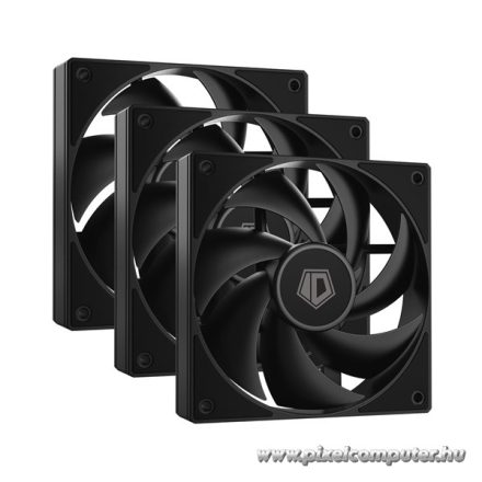 ID-Cooling Cooler 12cm - AF-125-K TRIO (29,85dB, max. 132,94 m3/h, 4pin, PWM, 3 x12cm, ARGB LED, fekete)