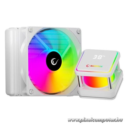 Rampage CPU Water Cooler - INFINITE V120 (Mágneses kijelző, 36,9dB max., 98,54 m3/h; 12cm, A-RGB LED, fehér)