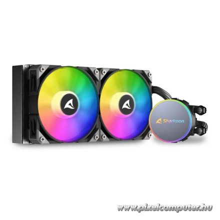 Sharkoon CPU vízhűtő - S70 RGB AIO 240mm (max. 35 dB (A); max. 131.93 m3/h; 2x12cm, A-RGB LED)