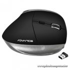 Advance Egér vezeték nélküli - VERTICAL PLUS MOUSE (2400 DPI, 6 gomb, ergonomikus, fekete)