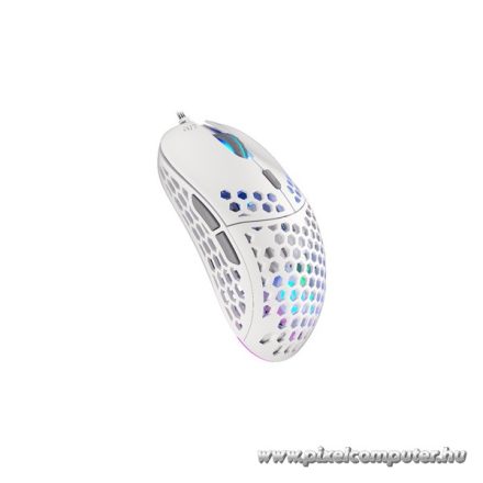 Endorfy Egér - LIX Plus Onyx (Honeycomb, 19 000 DPI, ARGB, PixArt chip, optikai, 1,8m, fehér)