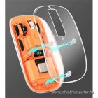 Manhattan Egér - Vezetéknélküli, RGB LED, átlátszó design, (Optikai, 1600dpi) Narancs