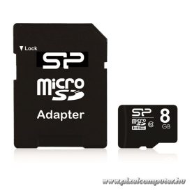   Silicon Power MicroSD kártya - 8GB microSDHC Class10 + adapter