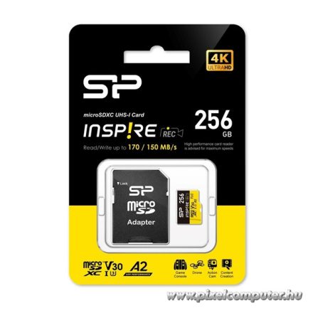 Silicon Power MicroSD kártya - 256GB microSDXC UHS-I U3, 3D TLC NAND (170/150 MB/s A2/V30) DDR200 transfer rate