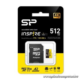   Silicon Power MicroSD kártya - 512GB microSDXC UHS-I U3, 3D TLC NAND (170/150 MB/s A2/V30) DDR200 transfer rate