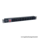 Equip Hálózati Elosztó - 333316 (C20, 6x C13 + 2x C19 , Rack 1U, 1,8m kábel, fekete)