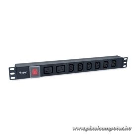   Equip Hálózati Elosztó - 333316 (C20, 6x C13 + 2x C19 , Rack 1U, 1,8m kábel, fekete)