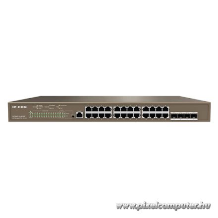 IP-COM Switch Vezérelhető PoE - G5328P-24-410W (L3; 24x1Gbps + 4xSFP port; 24 af/at PoE+ port; 370W; rack-mount)