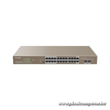 IP-COM Switch PoE - G1126P-24-410W (24x1Gbps; 2x SFP; 24 af/at PoE+ port; 370W, Rackbe szerelhető)