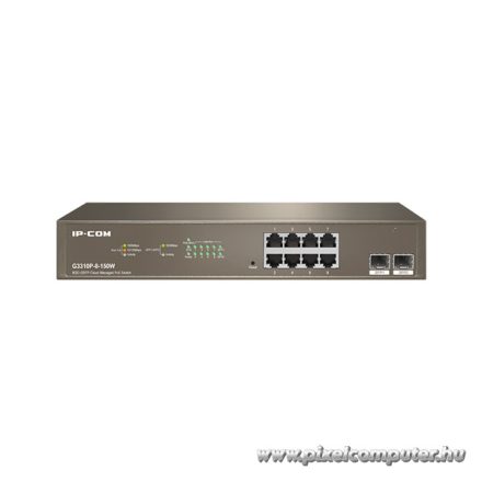 IP-COM Switch Vezérelhető PoE - G3310P-8-150W (8x1Gbps; 2x SFP; 8 af/at PoE+ port; 130W, Rackbe szerelhető)
