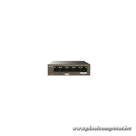 Tenda Switch PoE - TEG1105PD (5x1Gbps; 4x af PoE port kimenet, 1x at PoE port bemenet!; 30W; táp nélküli)