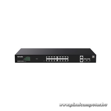 Tenda Switch Menedzselhető PoE - TEG2220P-16-250W (16x1Gbps + 2x1Gbps Uplink + 2xSFP;  16af/at PoE+ port; 250W; rack)