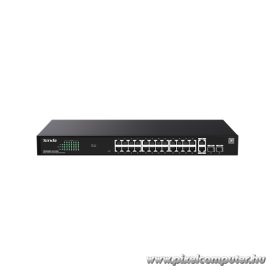   Tenda Switch Menedzselhető PoE - TEG2228P-24-410W (24x1Gbps + 2x1Gbps Uplink + 2xSFP;  24af/at PoE+ port; 410W; rack)