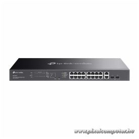   TP-Link Switch Menedzselhető PoE - ES220GMP (Omada; 18x 1Gbps + 2x 1Gbps combo port; 16x af/at PoE+ port; 250W)