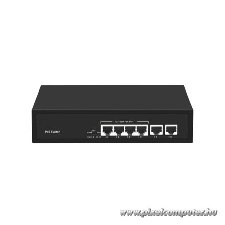 Walisec Switch  PoE - NS-PF04F20E (5port, 4x10/100 PoE Port, 2x10/100 Uplink, 65W, fekete)