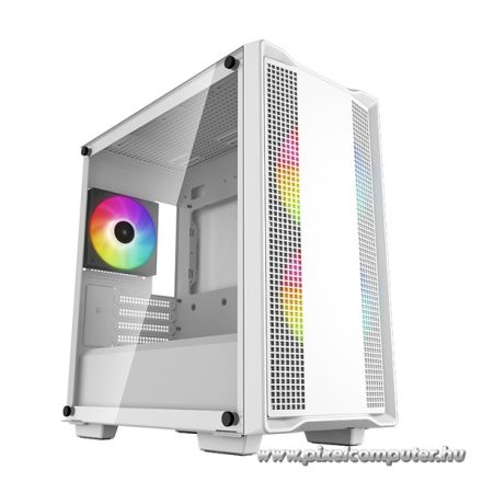 DeepCool Számítógépház - CC360 ARGB WH (fehér, ablakos, 3x12cm ventilátor, Mini-ITX / Micro-ATX, 1xUSB3.0, 1xUSB2.0)