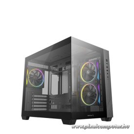   DeepCool Számítógépház - CG330 3F (fekete, ablakos, 3x12cm A-RGB, BTF, mATX, 2xUSB3.0, 1xUSB2.0)