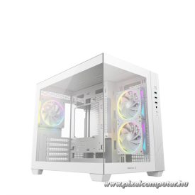   DeepCool Számítógépház - CG330 3F WH (fehér, ablakos, 3x12cm A-RGB, BTF, mATX, 2xUSB3.0, 1xUSB2.0)