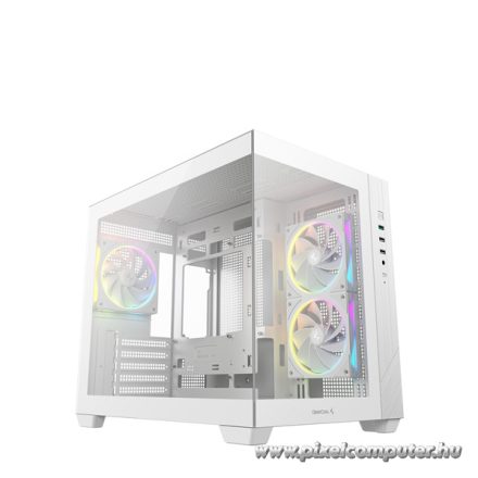 DeepCool Számítógépház - CG330 3F WH (fehér, ablakos, 3x12cm A-RGB, BTF, mATX, 2xUSB3.0, 1xUSB2.0)