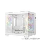 DeepCool Számítógépház - CG330 3F WH (fehér, ablakos, 3x12cm A-RGB, BTF, mATX, 2xUSB3.0, 1xUSB2.0)