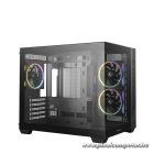 DeepCool Számítógépház - CG330 3F (fekete, ablakos, 3x12cm A-RGB, BTF, mATX, 2xUSB3.0, 1xUSB2.0)
