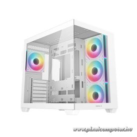   DeepCool Számítógépház - CG530 4F WH (fehér, ablakos, 4x12cm A-RGB, BTF, ATX, 2xUSB3.0, 1xUSB2.0)