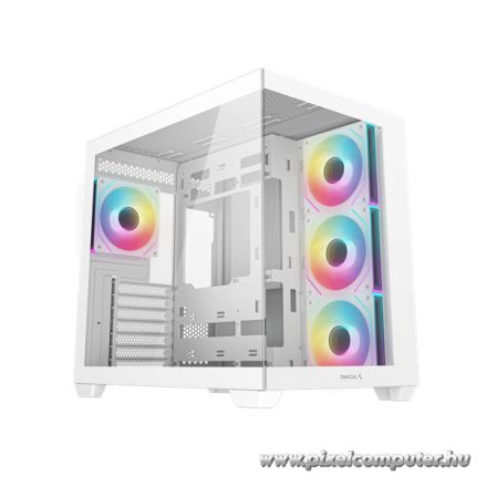 DeepCool Számítógépház - CG530 4F WH (fehér, ablakos, 4x12cm A-RGB, BTF, ATX, 2xUSB3.0, 1xUSB2.0)
