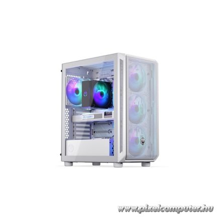 Endorfy Számítógépház - Arx 500 White ARGB (ATX/micro ATX/ITX, 1xUSB-C, 2xUSB3.0, 4x14cm LED ventilátor, ablakos, fehér)