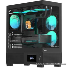   Formula Számítógépház - Crystal E1 FLOE Black (fekete, ablakos, ATX, 2xUSB3.0, 1xType-C)