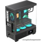 Formula Számítógépház - Crystal E1 FLOE Black (fekete, ablakos, ATX, 2xUSB3.0, 1xType-C)