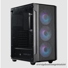   KEEP OUT Számítógépház - XC-200 MESH (fekete, ablakos, 3x12cm RGB venti, ATX, 2xUSB2.0, 1xUSB3.0)