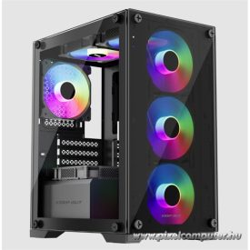   KEEP OUT Számítógépház - XC-201 GLASS (fekete, ablakos, 4x12cm ARGB venti, microATX, 1xUSB2.0, 1xUSB3.0)