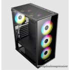 KEEP OUT Számítógépház - XC-210 GLASS (fekete, ablakos, 4x12cm ARGB venti, ATX, 2xUSB2.0, 1xUSB3.0)