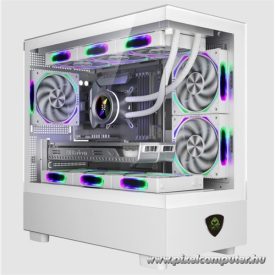   KEEP OUT Számítógépház - XC-301W GLASS (fehér, ablakos, 3x12cm ARGB venti, microATX, 1xUSB2.0, 1xUSB3.0)